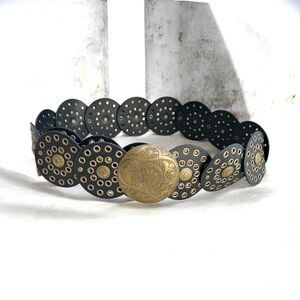 Concho Belt Wide Studded Leather Black
